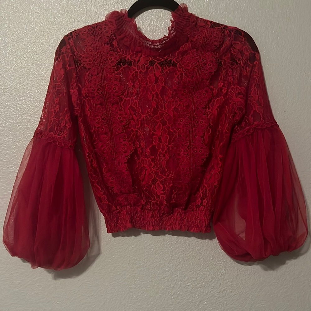Sheer lace dress shirt